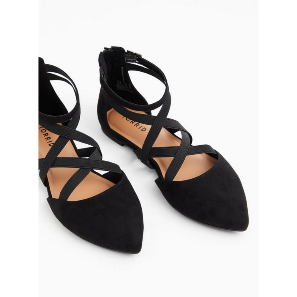 🆕Torrid | Black Faux Suede Ankle Wrap Flat